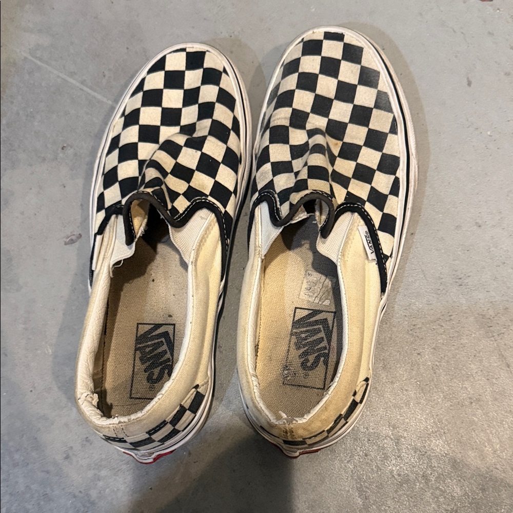 Vans Black and White Checkerboard Slip-Ons